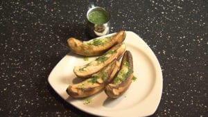 Baked Cheese Plantains and Hot Cilantro Drizzle on NPT's Volunteer Gardener